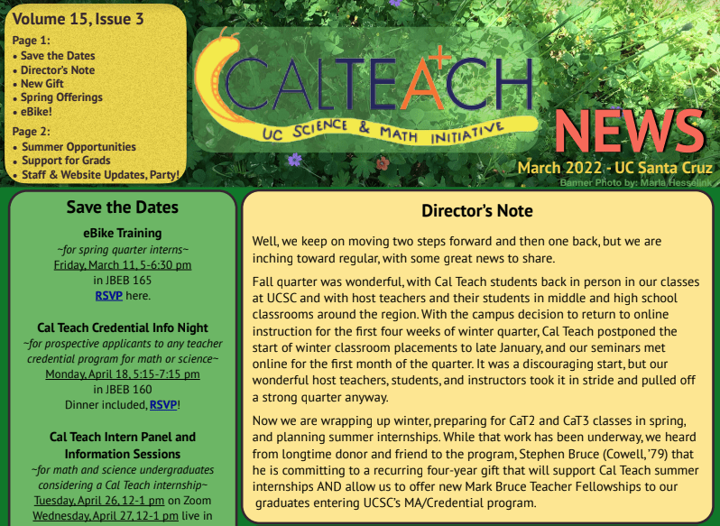 Cal Teach March 2022 Newsletter